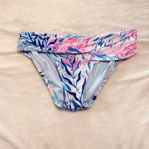 Lilly Pulitzer Bikini Bottom Size 8 Fold Over Waist Coral Print